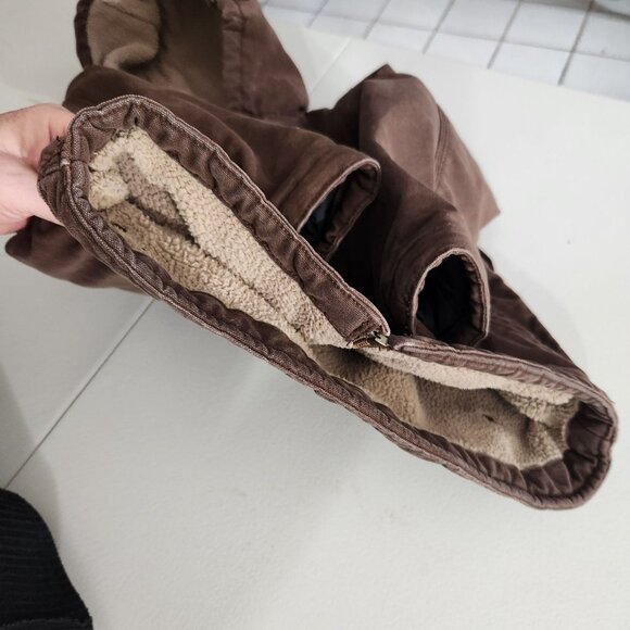 Berne Brown Hooded Jacket 4T Sherpa-Lined 100% Cotton Shell Warm Winter Coat - Picture 12 of 13